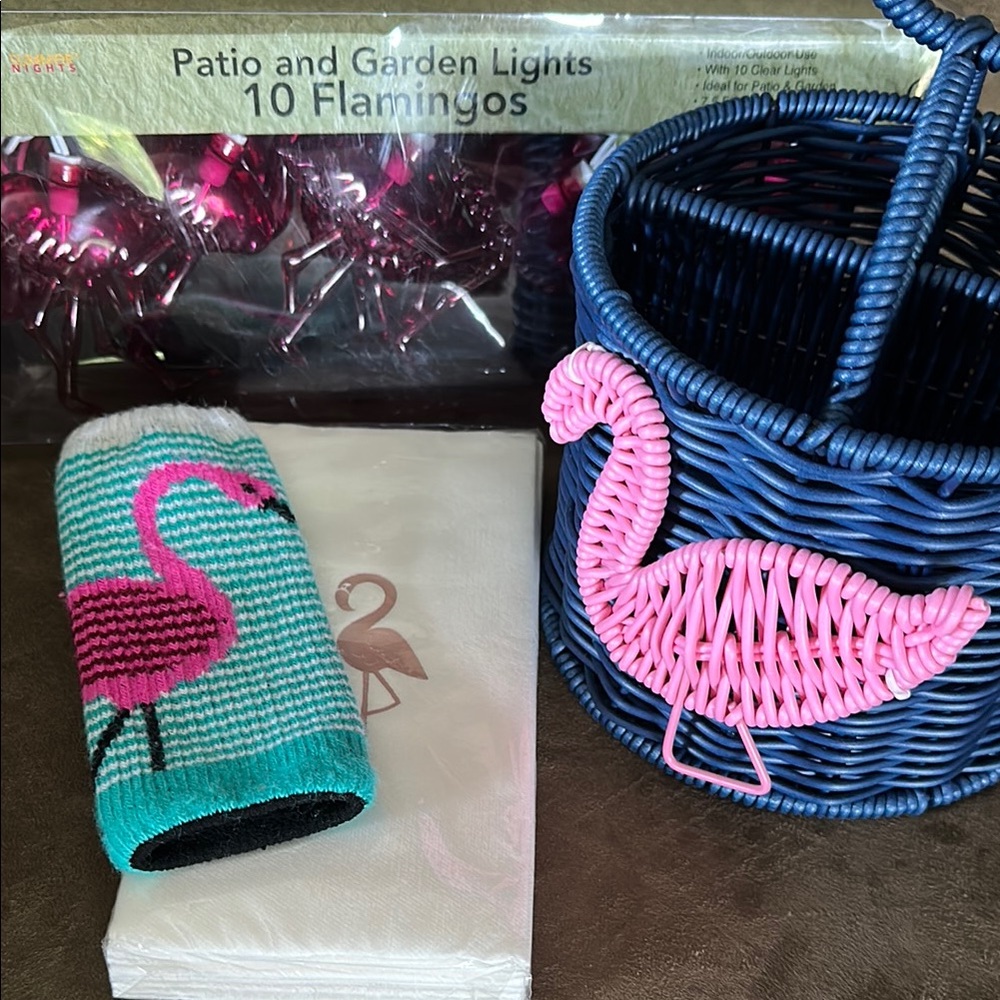 Pink Flamingo Patio and Garden Lights Set